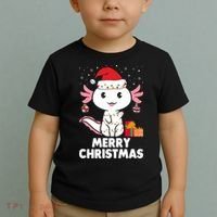 Merry Christmas Axolotl Santa Hat Christmas Salamander Fish Toddler T-Shirt thumb 2