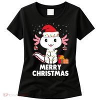 Merry Christmas Axolotl Santa Hat Christmas Salamander Fish Women's T-Shirt thumb 0