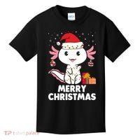 Merry Christmas Axolotl Santa Hat Christmas Salamander Fish Kids T-Shirt thumb 0