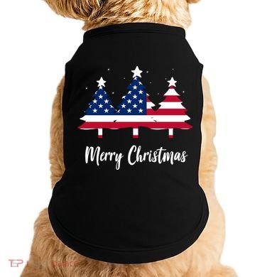 Merry Christmas American Flag Trees Doggie Tank