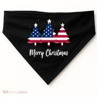 Merry Christmas American Flag Trees USA-Made Doggie Bandana thumb 0