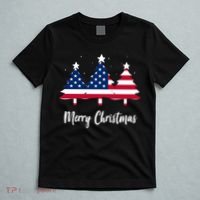 Merry Christmas American Flag Trees T-Shirt thumb 5