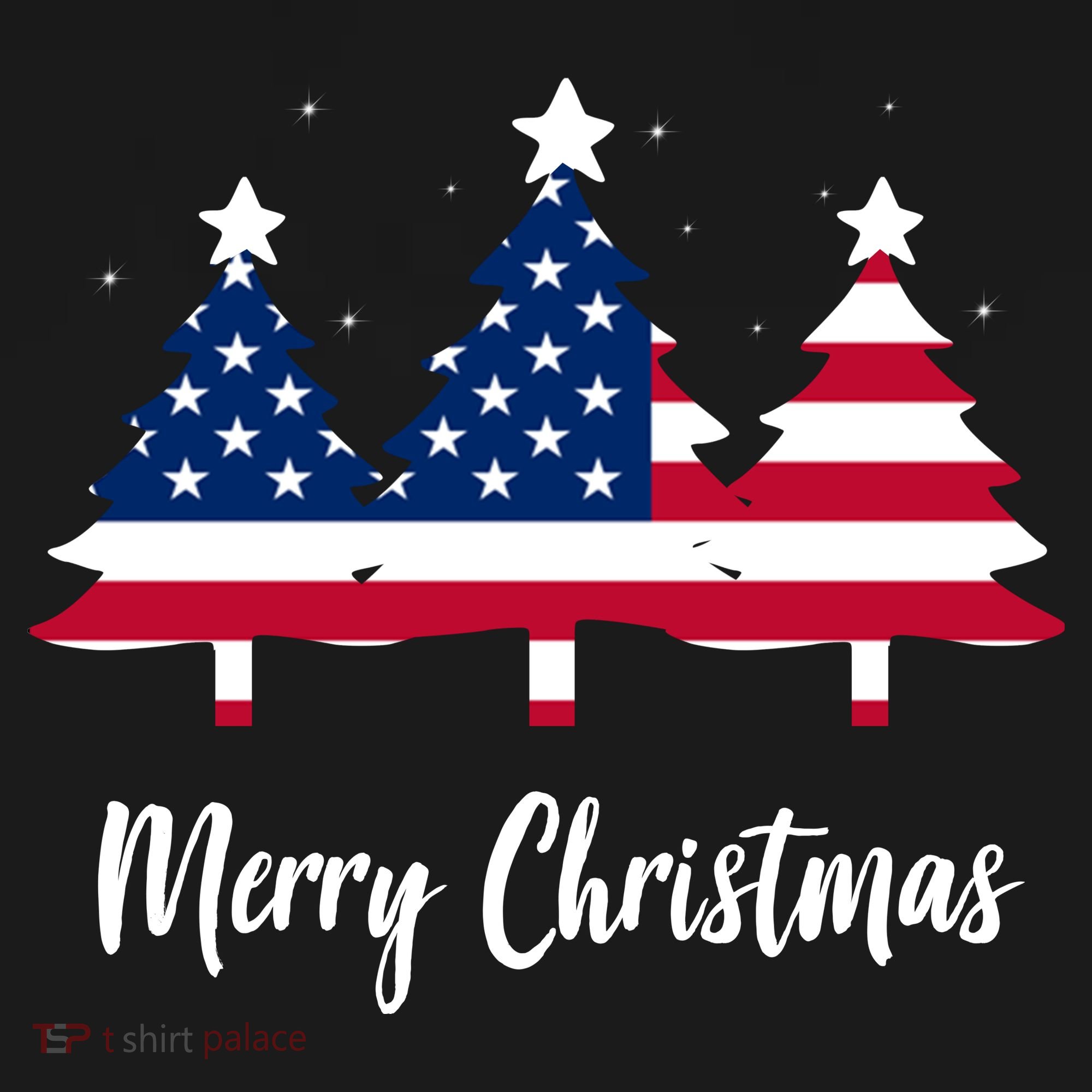Merry Christmas American Flag Trees T-Shirt