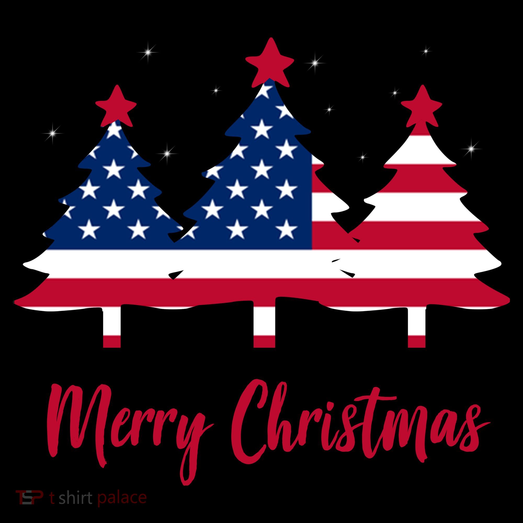 Merry Christmas American Flag Trees Coffee Mug