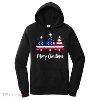 Merry Christmas American Flag Trees Women's Hoodie thumb 0