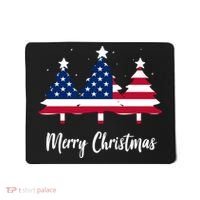 Merry Christmas American Flag Trees Mousepad thumb 0