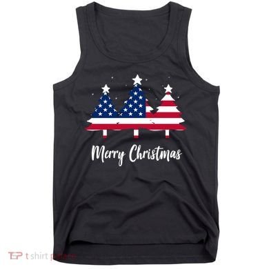 Merry Christmas American Flag Trees Tank Top