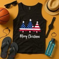 Merry Christmas American Flag Trees Tank Top thumb 4