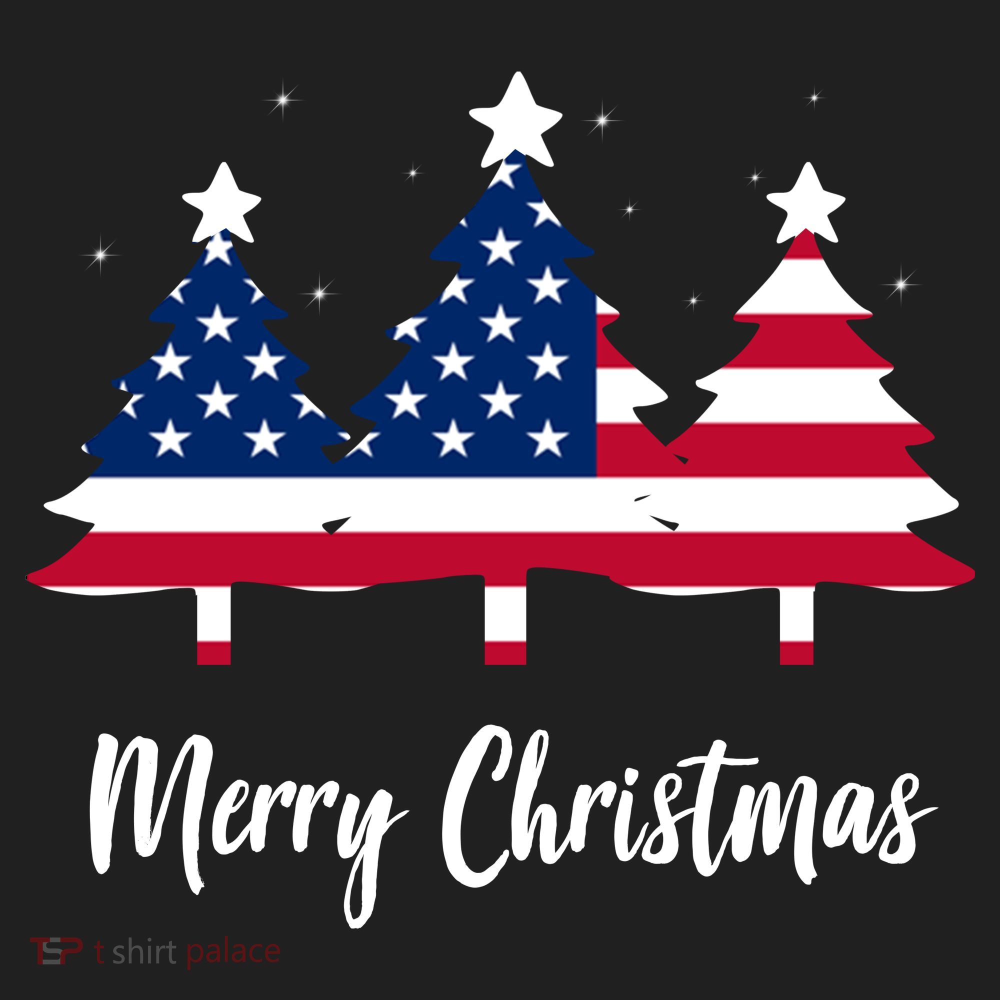 Merry Christmas American Flag Trees Golf Towel