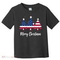 Merry Christmas American Flag Trees Toddler T-Shirt thumb 0
