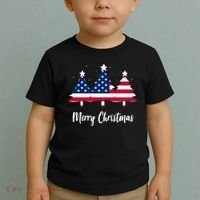 Merry Christmas American Flag Trees Toddler T-Shirt thumb 2