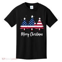 Merry Christmas American Flag Trees Kids T-Shirt thumb 0