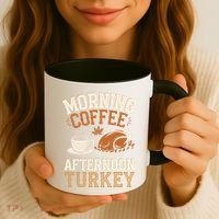 Morning Coffee Afternoon Turkey Funny Thanksgiving Coffee Mug thumb 3