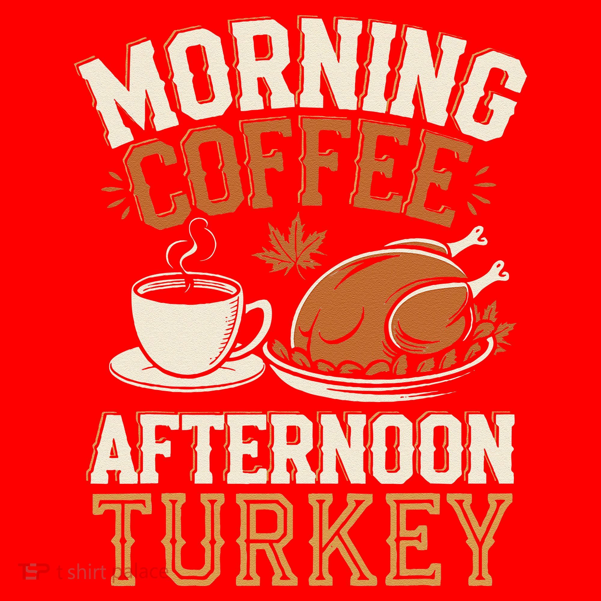 Morning Coffee Afternoon Turkey Funny Thanksgiving Santa Hat