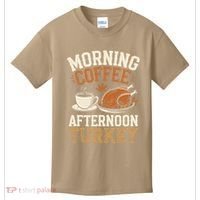 Morning Coffee Afternoon Turkey Funny Thanksgiving Kids T-Shirt thumb 0