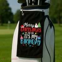 Merry Christmas And Yes ItS My Birthday Funny Bday Xmas Gift Golf Towel thumb 2