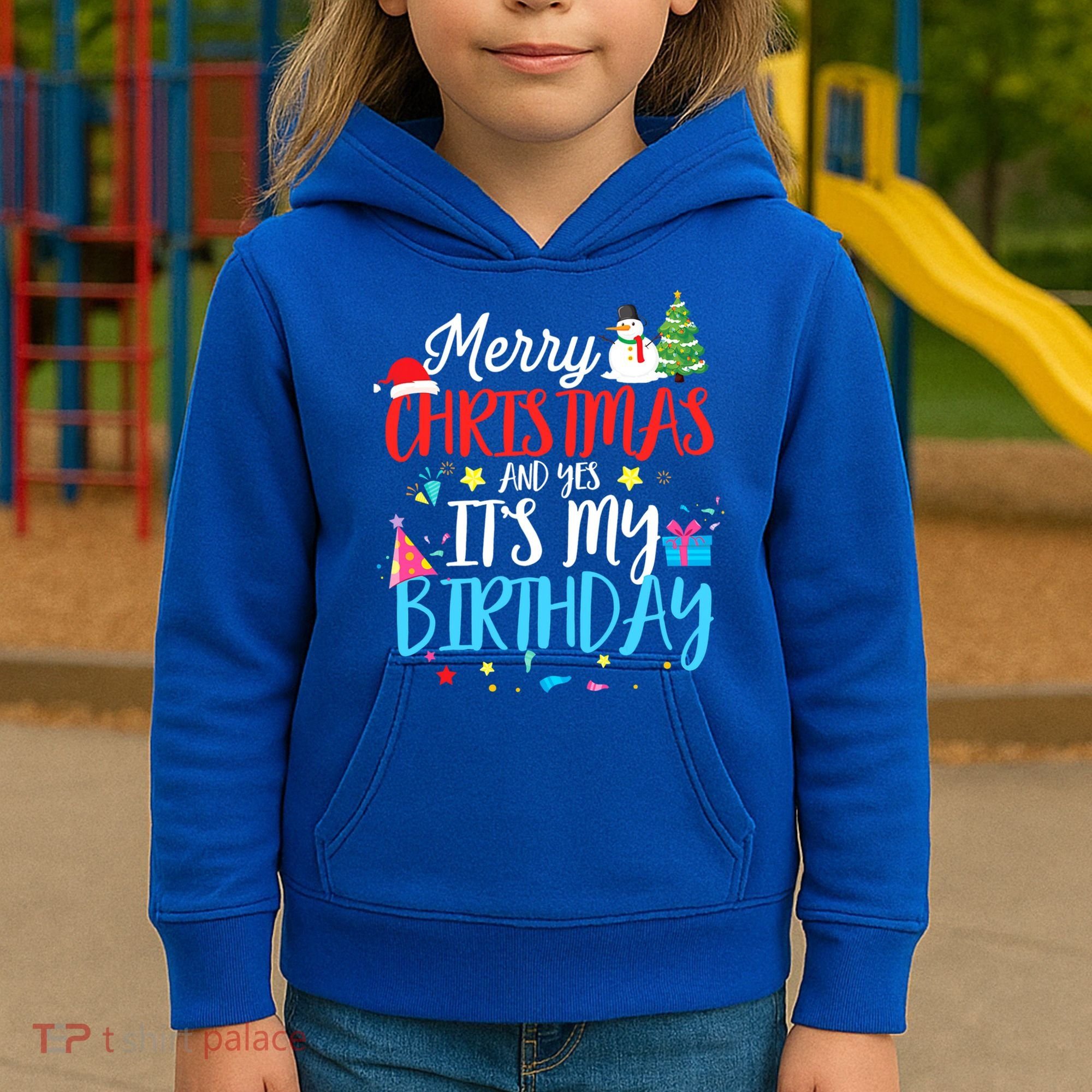 Merry Christmas And Yes ItS My Birthday Funny Bday Xmas Gift Kids Hoodie