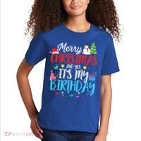 Merry Christmas And Yes ItS My Birthday Funny Bday Xmas Gift Kids T-Shirt thumb 2