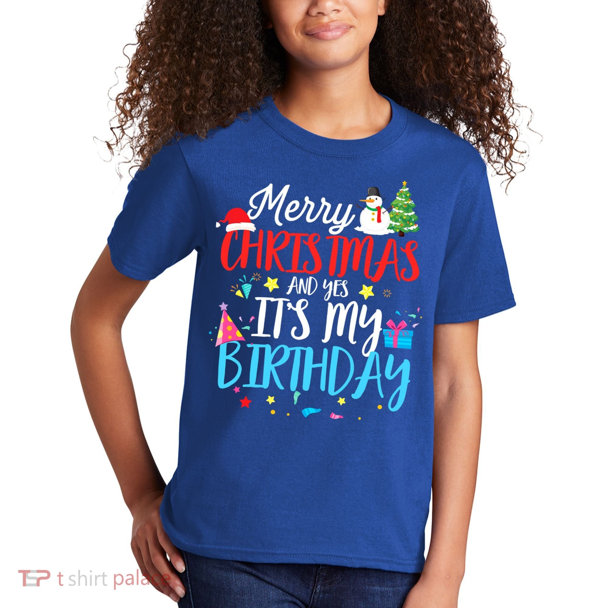 Merry Christmas And Yes ItS My Birthday Funny Bday Xmas Gift Kids T-Shirt