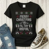Merry Christmas Animal Funny Filthy Ya Women's T-Shirt thumb 3