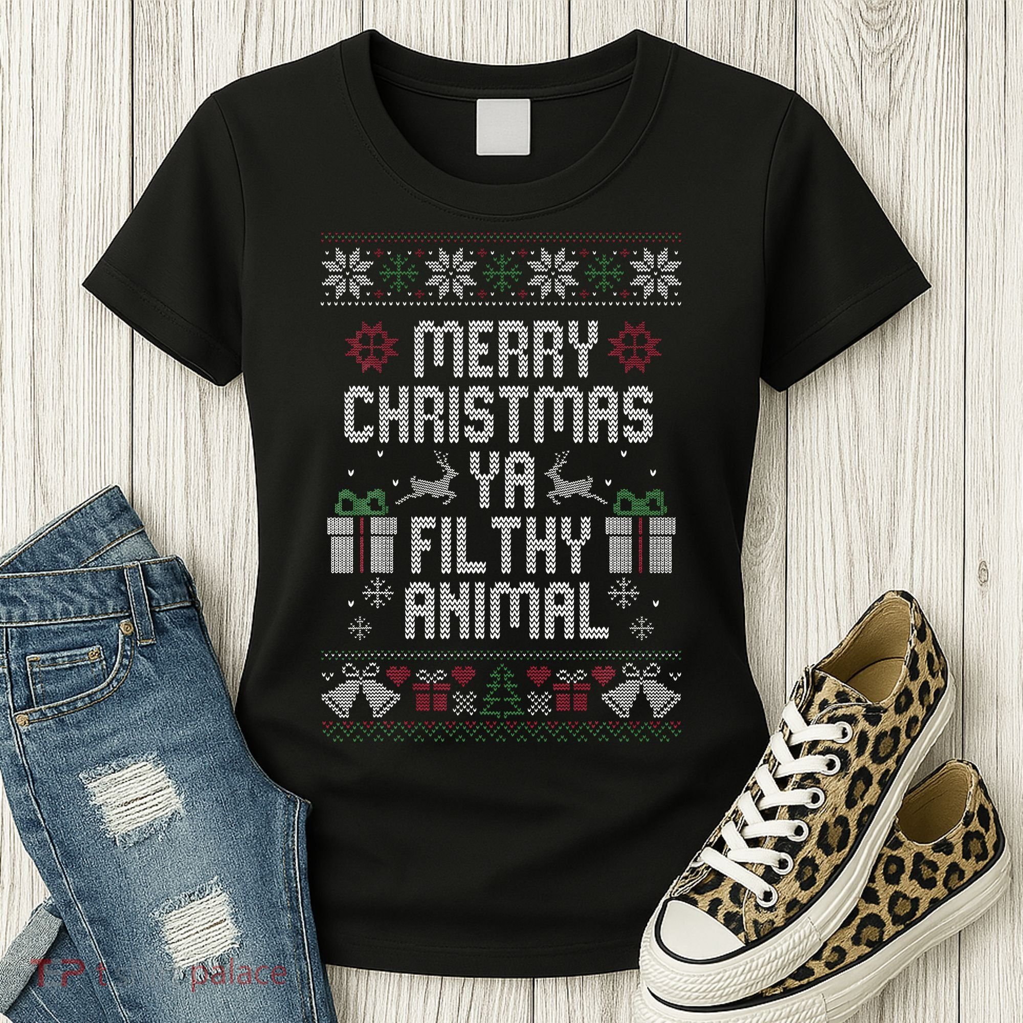 Merry Christmas Animal Funny Filthy Ya Women's T-Shirt