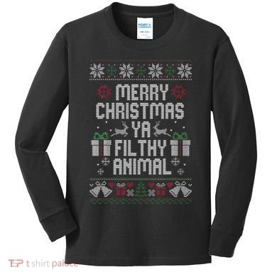 Merry Christmas Animal Funny Filthy Ya Kids Long Sleeve Shirt