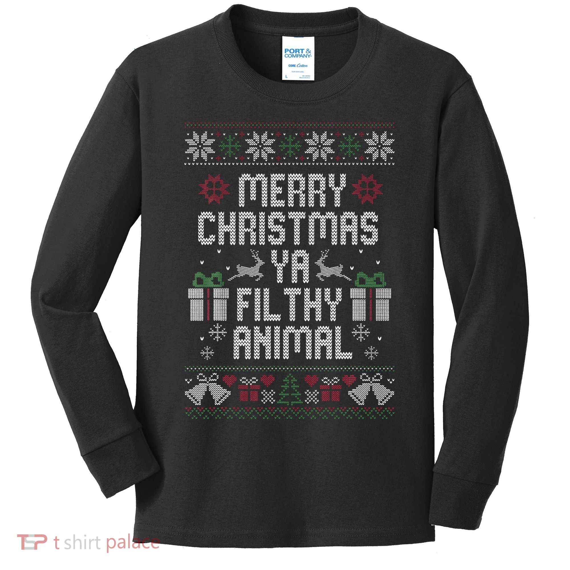 Merry Christmas Animal Funny Filthy Ya Kids Long Sleeve Shirt