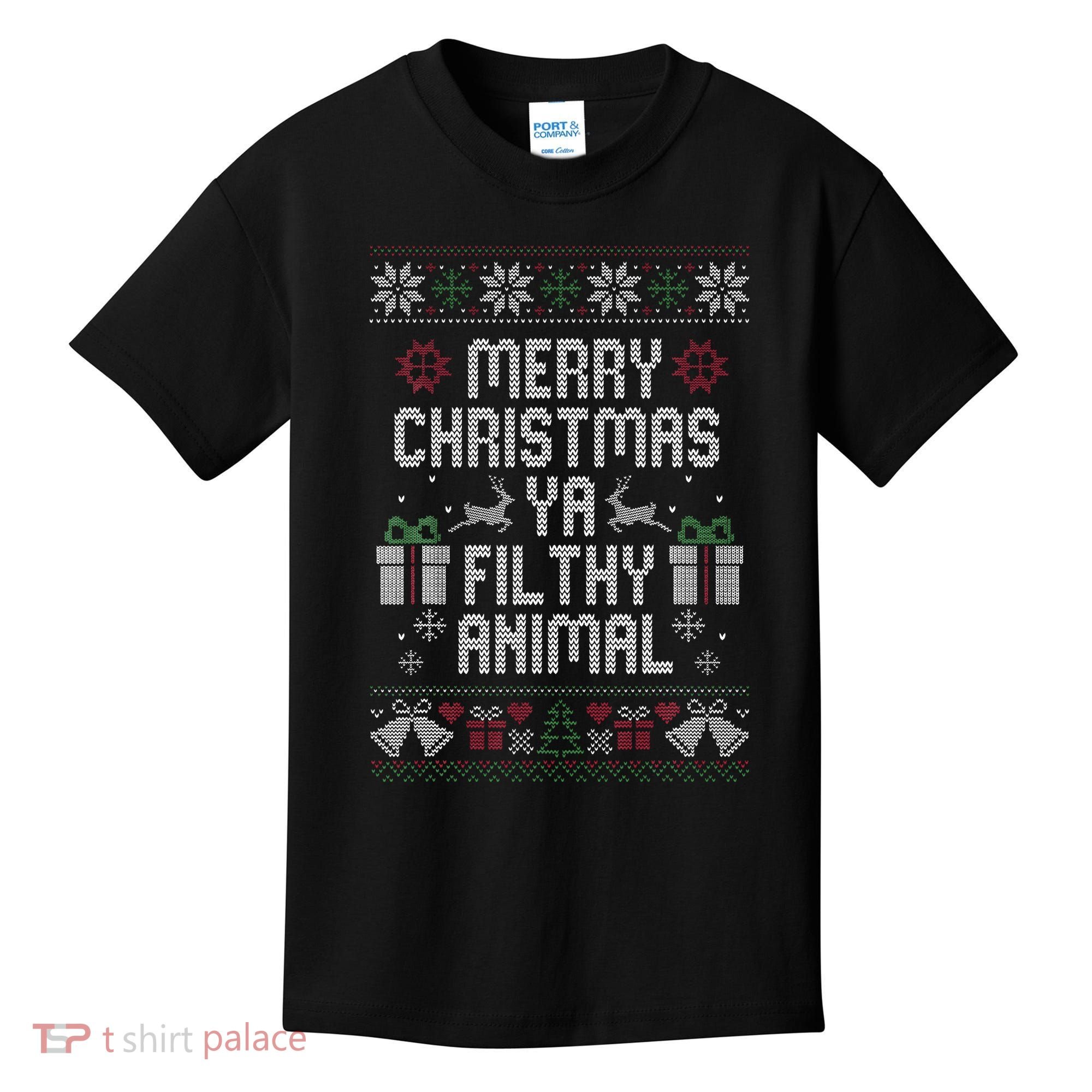 Merry Christmas Animal Funny Filthy Ya Kids T-Shirt