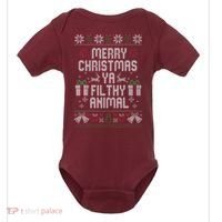 Merry Christmas Animal Funny Filthy Ya Baby Bodysuit thumb 0