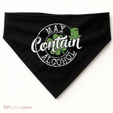 May Contain Alcohol Funny Saint Paddy's St Patrick's Day USA-Made Doggie Bandana