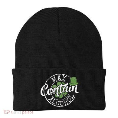 May Contain Alcohol Funny Saint Paddy's St Patrick's Day Beanie