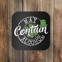 May Contain Alcohol Funny Saint Paddy's St Patrick's Day Coaster thumb 0