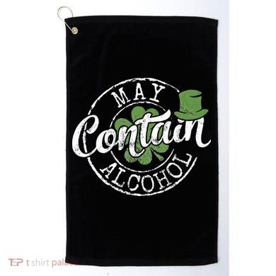 May Contain Alcohol Funny Saint Paddy's St Patrick's Day Golf Towel