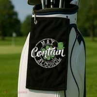 May Contain Alcohol Funny Saint Paddy's St Patrick's Day Golf Towel thumb 2