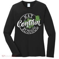 May Contain Alcohol Funny Saint Paddy's St Patrick's Day Women's Long Sleeve Shirt thumb 0