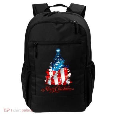 Merry Christmas American Flag Christmas Tree Backpack