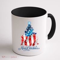 Merry Christmas American Flag Christmas Tree Coffee Mug thumb 1