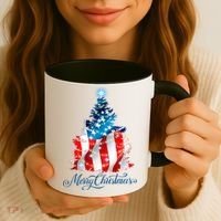 Merry Christmas American Flag Christmas Tree Coffee Mug thumb 3