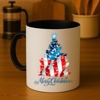 Merry Christmas American Flag Christmas Tree Coffee Mug thumb 4