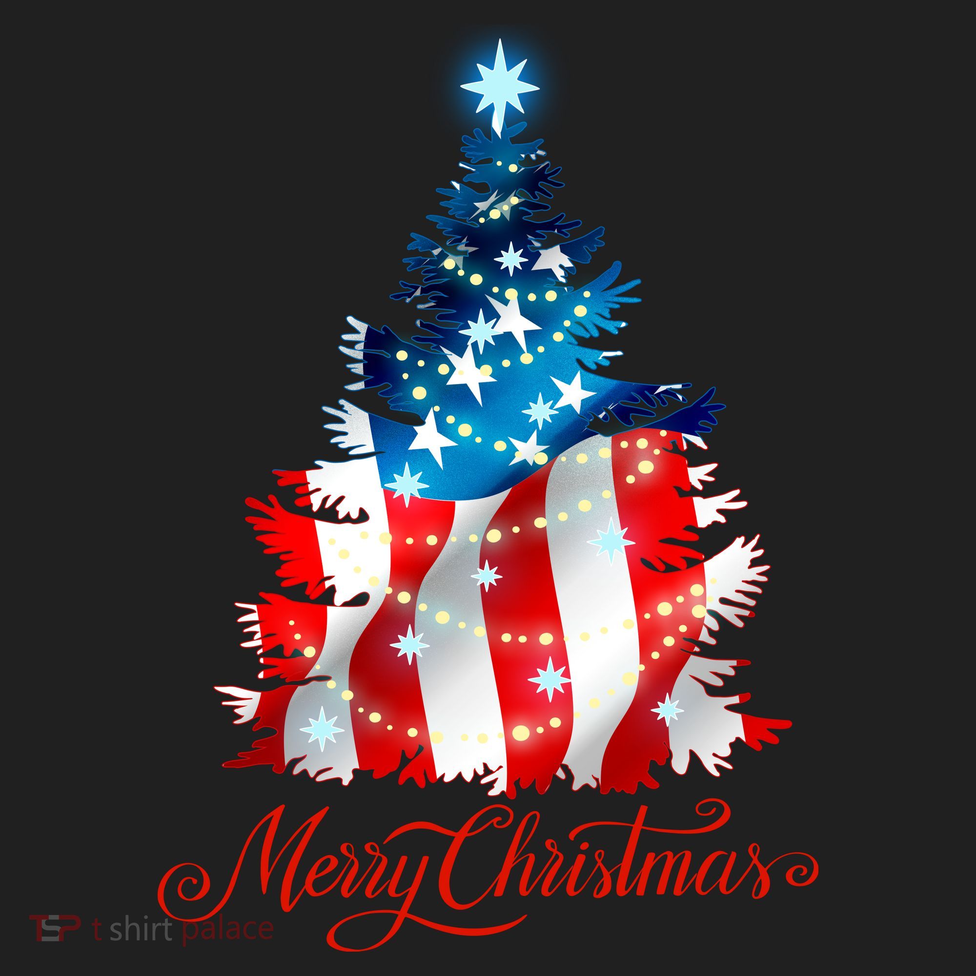 Merry Christmas American Flag Christmas Tree Tumbler