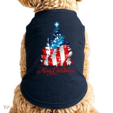 Merry Christmas American Flag Christmas Tree Doggie Tank