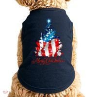 Merry Christmas American Flag Christmas Tree Doggie Tank thumb 0