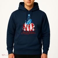 Merry Christmas American Flag Christmas Tree Hoodie thumb 2