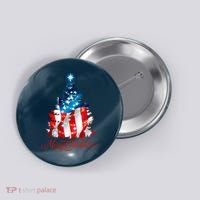 Merry Christmas American Flag Christmas Tree Button thumb 0