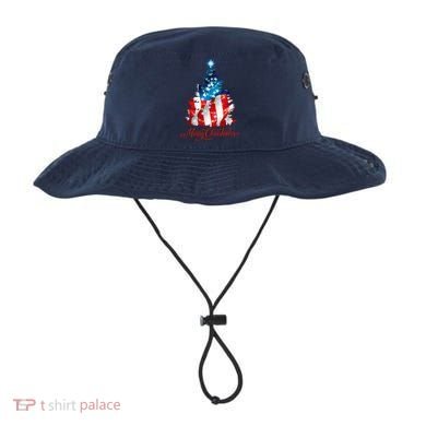 Merry Christmas American Flag Christmas Tree Bucket Hat