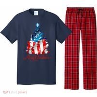 Merry Christmas American Flag Christmas Tree Pajama Set thumb 0