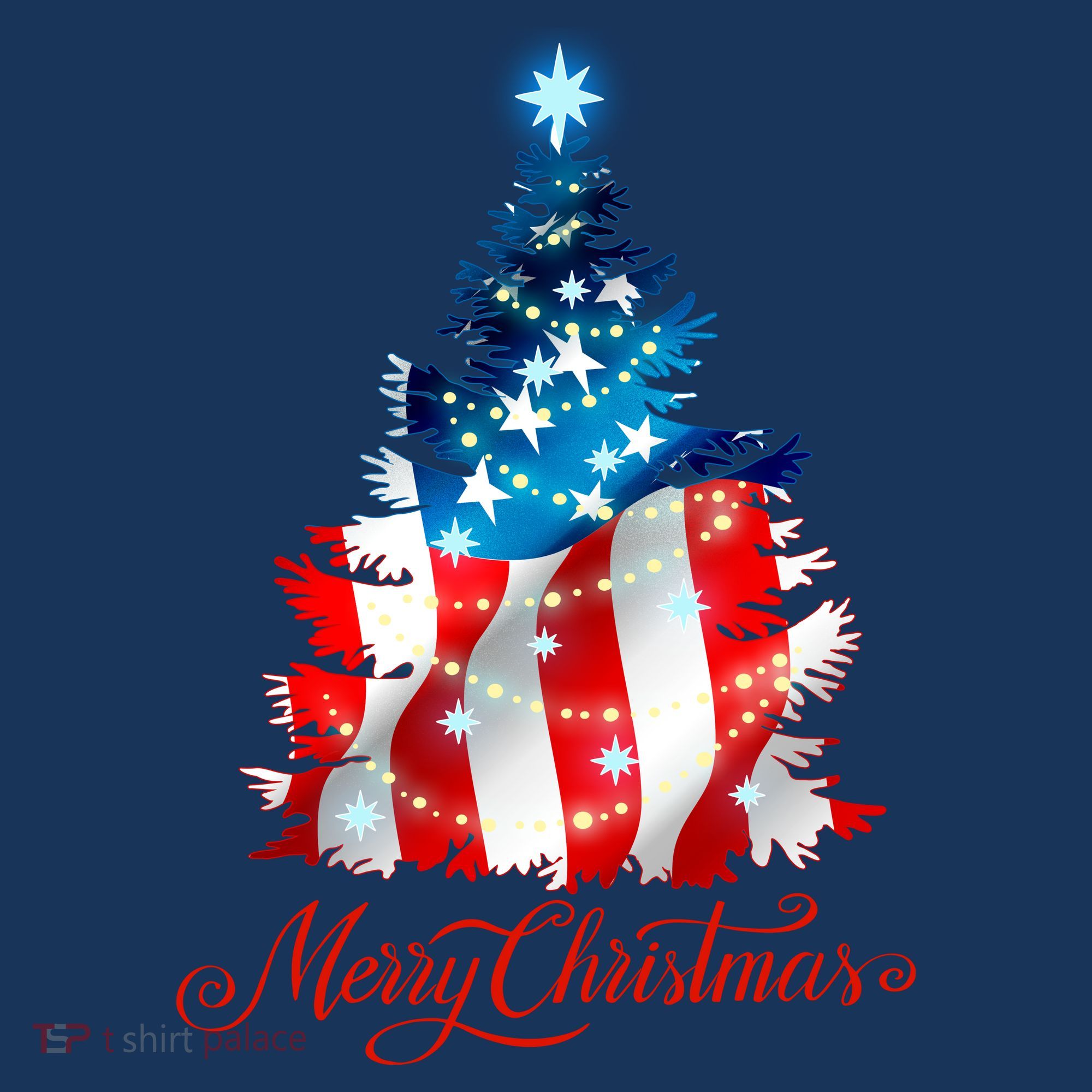 Merry Christmas American Flag Christmas Tree Women's Hoodie