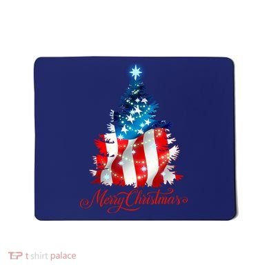 Merry Christmas American Flag Christmas Tree Mousepad