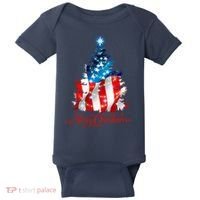Merry Christmas American Flag Christmas Tree Baby Bodysuit thumb 0