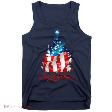 Merry Christmas American Flag Christmas Tree Tank Top